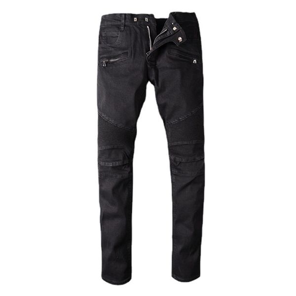 men's jeans 964 high street trend jeans multi pocket black elastic slim leggings knee pleated wrinkled motorcycle pants o48n, Blue
men's jeans 964 high street trend jeans multi pocket black elastic slim leggings knee pleated wrinkled motorcycle pants o48n, Blue