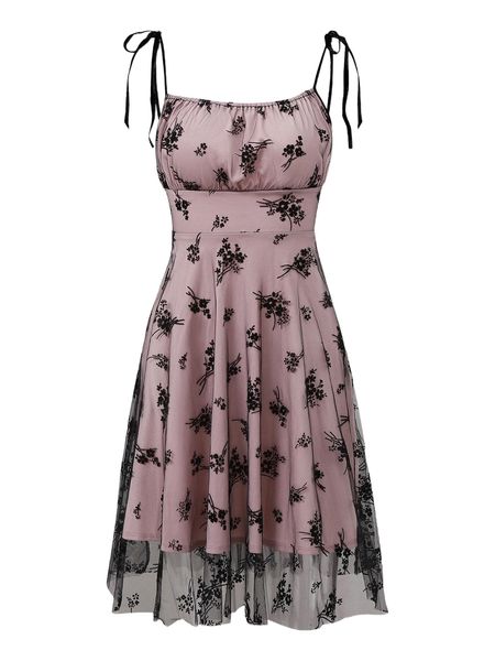 mesh overlay tie shoulder cami dress q06r#, Black;gray 
mesh overlay tie shoulder cami dress q06r#, Black;gray