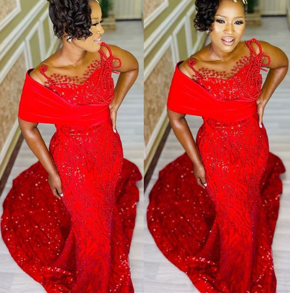 2022 plus size arabic aso ebi red mermaid sparkly prom dresses pearls sleeveless evening formal party second reception birthday engagement g, Black
2022 plus size arabic aso ebi red mermaid sparkly prom dresses pearls sleeveless evening formal party second reception birthday engagement g, Black