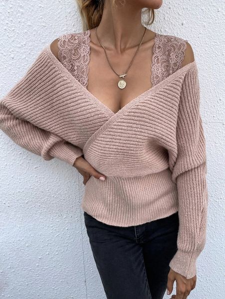 lace strap cold shoulder dolman sleeve sweater 895t#, White;black
lace strap cold shoulder dolman sleeve sweater 895t#, White;black