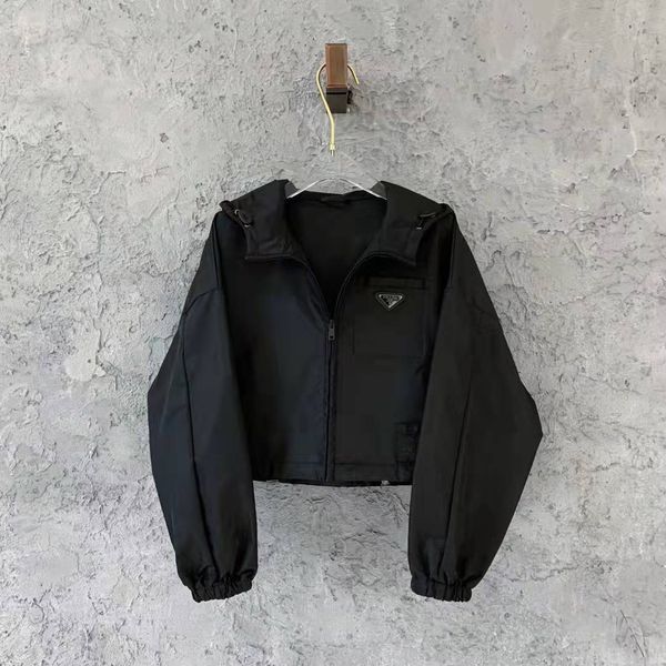 ultrashort womens designer jacket hooded outerwear fashion solid color metal triangle windbreaker jackets casual ladies jacket coat clothing, Black;brown
ultrashort womens designer jacket hooded outerwear fashion solid color metal triangle windbreaker jackets casual ladies jacket coat clothing, Black;brown