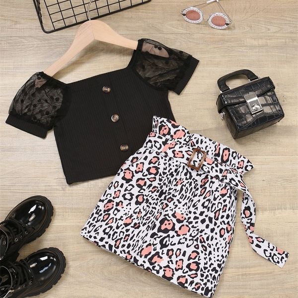 little girl stitched polka dot mesh and leopard print waistband skirt she, White 
little girl stitched polka dot mesh and leopard print waistband skirt she, White