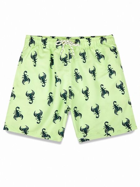 romwe guys scorpion print drawstring shorts 741a#, White;black