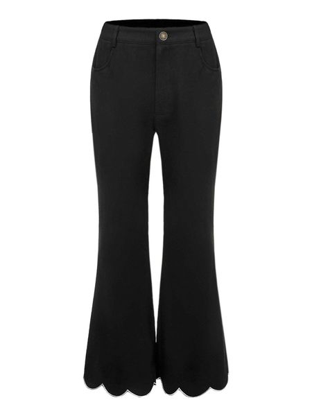 mod scallop trim flare leg pants x1o1#, Black;white
mod scallop trim flare leg pants x1o1#, Black;white