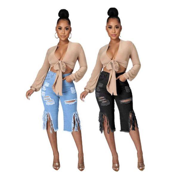 fashion summer elastic ripped blue jeans slim women tassel calf-length pants solid scratched y2k female shorts vintage ladies clothes 7226
fashion summer elastic ripped blue jeans slim women tassel calf-length pants solid scratched y2k female shorts vintage ladies clothes 7226