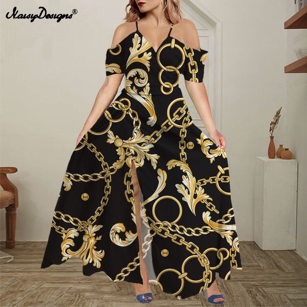 noisydesigns golden luxury floral women plus size 4xl shoulder flower maxi bohemian split black dress ruffles vestidos robe 220627, Black;gray
noisydesigns golden luxury floral women plus size 4xl shoulder flower maxi bohemian split black dress ruffles vestidos robe 220627, Black;gray