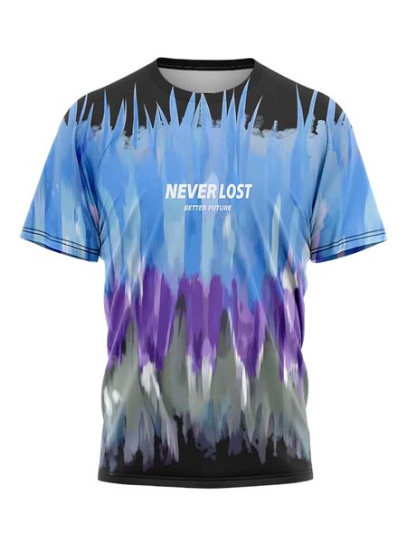 men letter and brush print tee j97u#, White;black