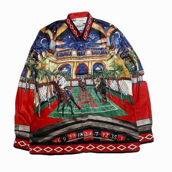 designer casablancasss22 roulette horse riding printed silk long sleeved shirt men's and women's same style european and american, White;black
designer casablancasss22 roulette horse riding printed silk long sleeved shirt men's and women's same style european and american, White;black