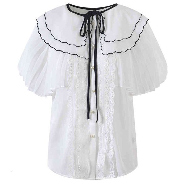 women's blouses shirts french doll neck bow fly sleeve summer court style embroidered hollow out shirt women r7g6, White
women's blouses shirts french doll neck bow fly sleeve summer court style embroidered hollow out shirt women r7g6, White