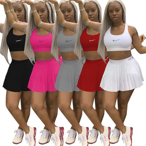 designer brand sporty tracksuit women two 2 piece dress outfits set tank and pleated skirts jogging fashion gym tennis workout suit active, White
designer brand sporty tracksuit women two 2 piece dress outfits set tank and pleated skirts jogging fashion gym tennis workout suit active, White