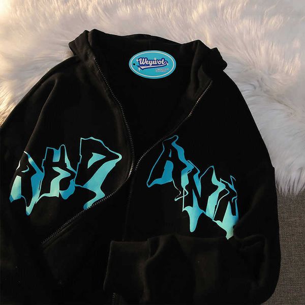plus size y2k hoodie zip-up sweatshirt brief print jacket loose long sleeve bags street hip hop fashion women coat, Black
plus size y2k hoodie zip-up sweatshirt brief print jacket loose long sleeve bags street hip hop fashion women coat, Black