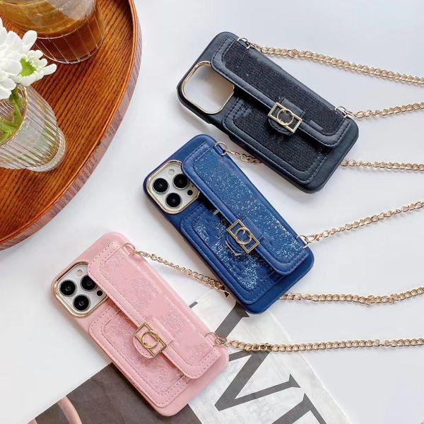 Image of Luxurys Designers Shoulder Bag Handbag Phone Cases Denim Style With Brand Card Package Bracket For Iphone 7-13pro max