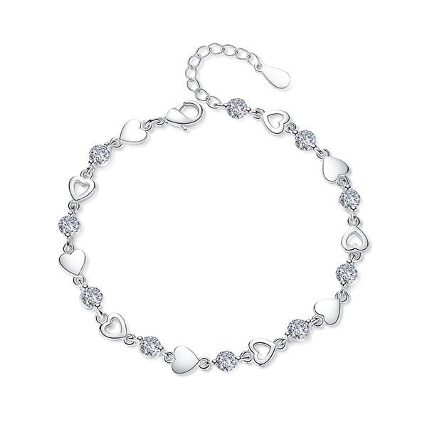 luxury heart shape chain shiny zircon inset bracelet adjustable charm bracelet women e262, Black
luxury heart shape chain shiny zircon inset bracelet adjustable charm bracelet women e262, Black