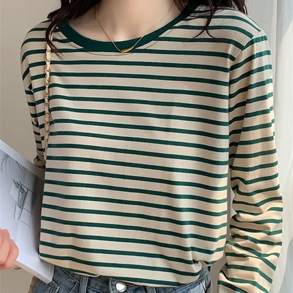 autumn tshirt woman korea loose cotton t shirt women casual tee green black striped long sleeve tshirt basic winter 220809, White
autumn tshirt woman korea loose cotton t shirt women casual tee green black striped long sleeve tshirt basic winter 220809, White
