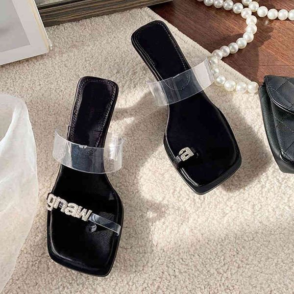 sandals spring fairy style square head letter sandals women's clip toe thin heel transparent high heels, Black
sandals spring fairy style square head letter sandals women's clip toe thin heel transparent high heels, Black