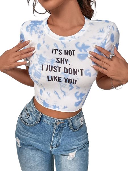slogan graphic tie dye tee l1or#, White