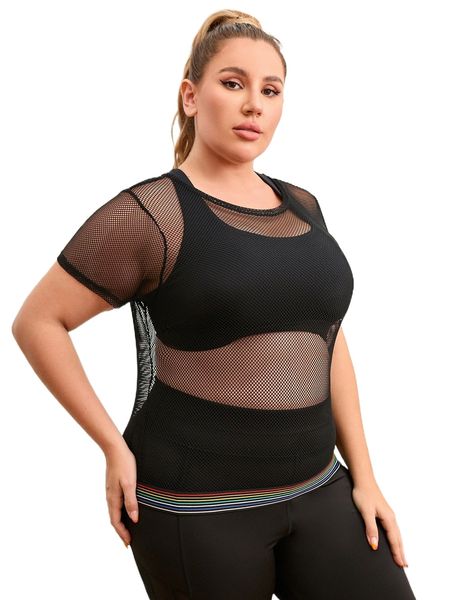 plus fishnet sports tee without bra z4lh#, Black
plus fishnet sports tee without bra z4lh#, Black