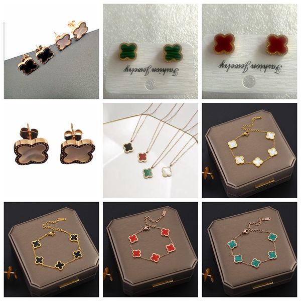 luxury 18k rose gold plated clover charm bracelet necklace earring, Golden;silver
luxury 18k rose gold plated clover charm bracelet necklace earring, Golden;silver