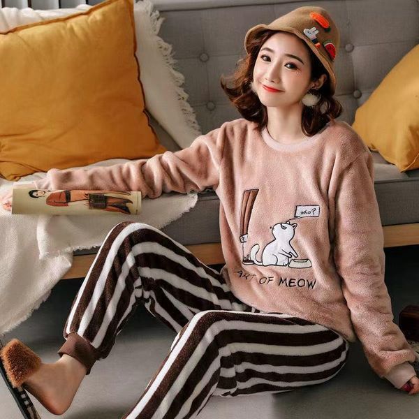 womens pajamas set autumn sleepwears and winter ladies flannel long-sleeved women cute animal home service, Black;red
womens pajamas set autumn sleepwears and winter ladies flannel long-sleeved women cute animal home service, Black;red