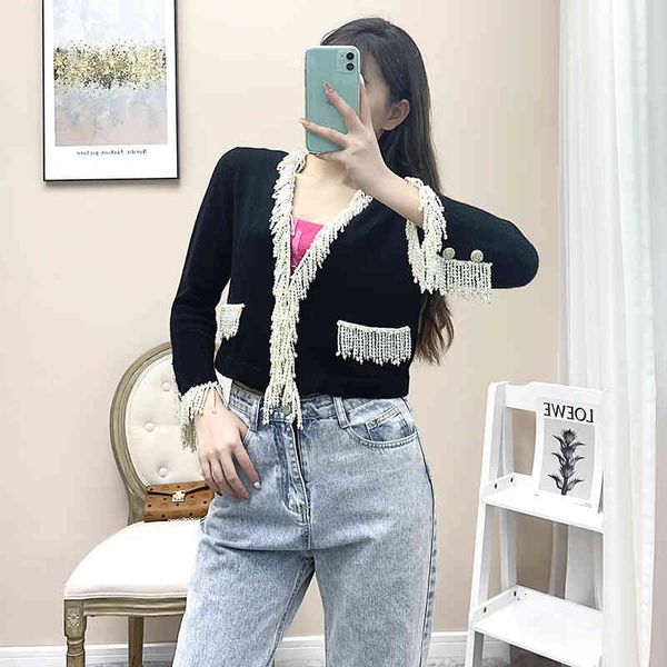 women's knits & tees xiaoxiangfeng pearl tassel cardigan heavy industry black short knitted cashmere jacket blouse sweater yadq, White
women's knits & tees xiaoxiangfeng pearl tassel cardigan heavy industry black short knitted cashmere jacket blouse sweater yadq, White