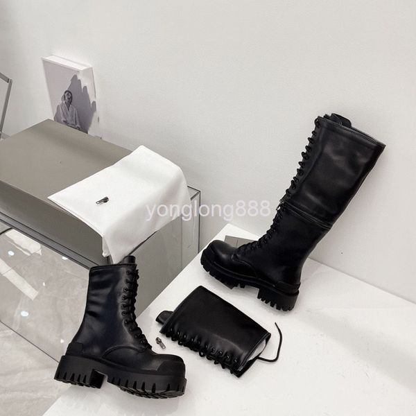 boots high end quality autumn leather women's boots thick bottom side zipper chain fashion high barrel knight, Black
boots high end quality autumn leather women's boots thick bottom side zipper chain fashion high barrel knight, Black