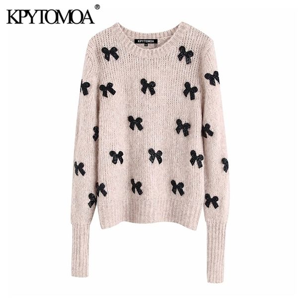 vintage elegant bow tie appliques knitted sweater women fashion o neck long sleeve female pullovers chic 201221, White;black
vintage elegant bow tie appliques knitted sweater women fashion o neck long sleeve female pullovers chic 201221, White;black
