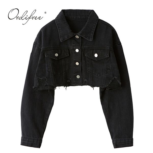 ordiautumn women denim jacket long sleeve fashion streetwear casual loose outwear short ripped jeans jacket coat 201210, Black;brown
ordiautumn women denim jacket long sleeve fashion streetwear casual loose outwear short ripped jeans jacket coat 201210, Black;brown