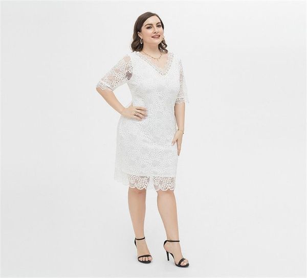 2021 plus size dress 4xl fresh elegant mid sleeve lace v neck knee length party dinner date street shooting slim straight, Black
2021 plus size dress 4xl fresh elegant mid sleeve lace v neck knee length party dinner date street shooting slim straight, Black