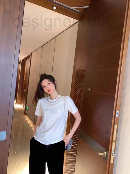 women's t-shirt designer miu22 summer new casual letter print nail drill worn hole short sleeve t-shirt dws3, White
women's t-shirt designer miu22 summer new casual letter print nail drill worn hole short sleeve t-shirt dws3, White