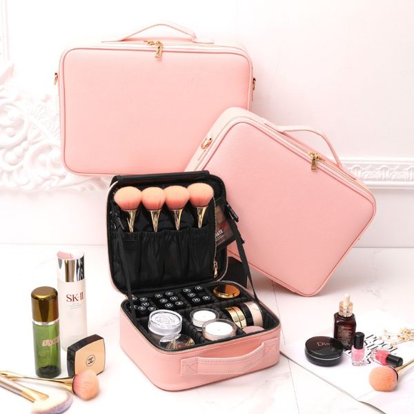 pu pink nail makeup cosmetics storage box travel portable storage bag 
pu pink nail makeup cosmetics storage box travel portable storage bag