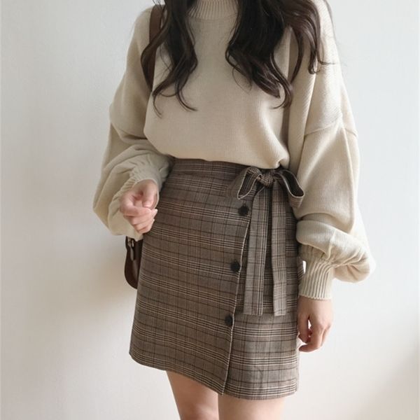new fashion summer women skirt black plaid high waist aline ol office lady casual mini skirts y200326
new fashion summer women skirt black plaid high waist aline ol office lady casual mini skirts y200326