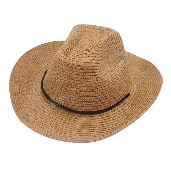 western cowboy straw hat for men solid curling brim beach sun hats summer women panama cowgirl jazz caps, Blue;gray
western cowboy straw hat for men solid curling brim beach sun hats summer women panama cowgirl jazz caps, Blue;gray