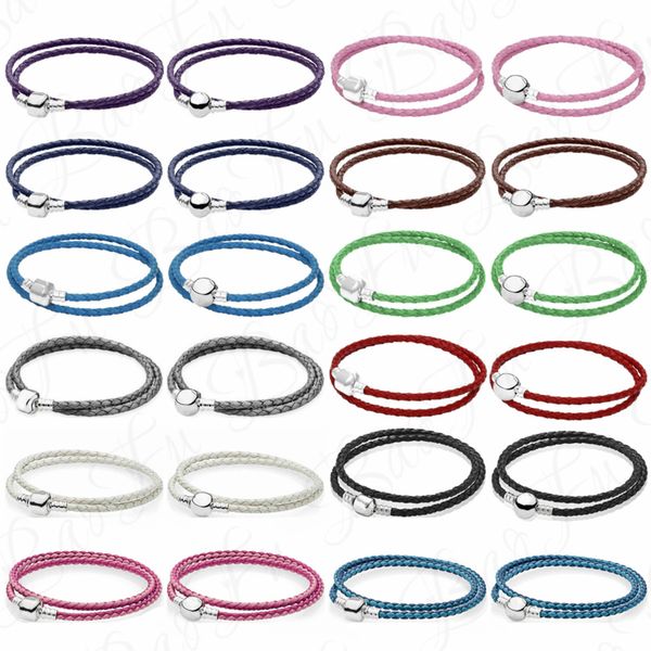 925 silver charms bangle 12 color leather signature suitable beads fit pandora bracelet, Black
925 silver charms bangle 12 color leather signature suitable beads fit pandora bracelet, Black