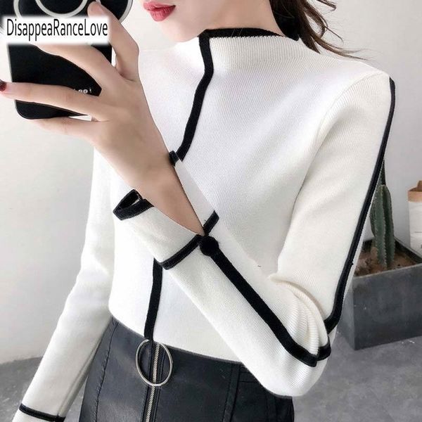women turtleneck pullover sweater soft jumper long sleeve autumn winter warm thick slim fit y200116, White;black
women turtleneck pullover sweater soft jumper long sleeve autumn winter warm thick slim fit y200116, White;black