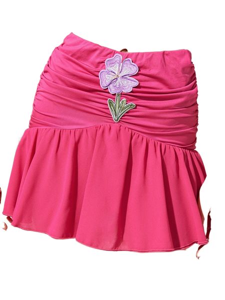 x athena babasidis floral patched detail ruched ruffle hem skirt e3ob#, Black
x athena babasidis floral patched detail ruched ruffle hem skirt e3ob#, Black