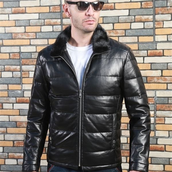 mens winter warm genuine leather jacket20% white duck down coatquality soft real leather clothesmink collar 201128, Black
mens winter warm genuine leather jacket20% white duck down coatquality soft real leather clothesmink collar 201128, Black