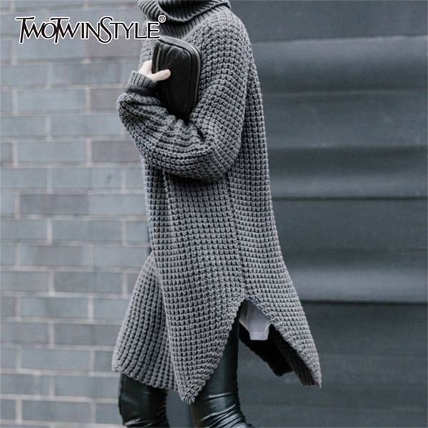 twotwinstyle korean side split women's sweater turtleneck long sleeve warm thick female sweater autumn winter fashion 201224, White;black
twotwinstyle korean side split women's sweater turtleneck long sleeve warm thick female sweater autumn winter fashion 201224, White;black