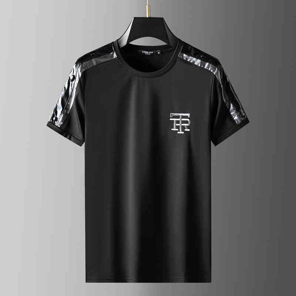 brand luxury silk t-shirt men's 2022 summer new large fashion embroidered short sleeved casual men's top, White;black
brand luxury silk t-shirt men's 2022 summer new large fashion embroidered short sleeved casual men's top, White;black