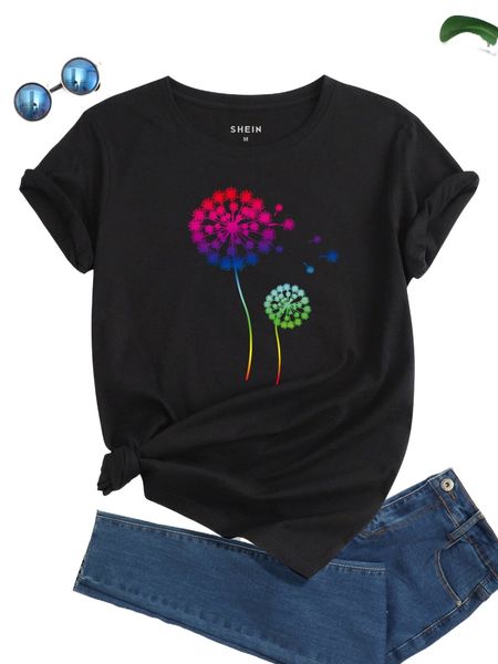 dandelion print tee 15u6#, White