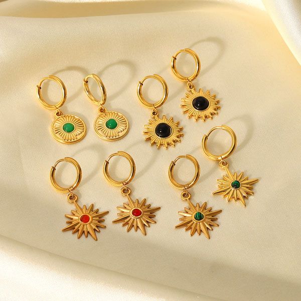 new 18k gold plated dangle stainless steel hoop earrings jewelry for women gemstone eight point start small sun huggie earrings jde201841-jd, Silver
new 18k gold plated dangle stainless steel hoop earrings jewelry for women gemstone eight point start small sun huggie earrings jde201841-jd, Silver