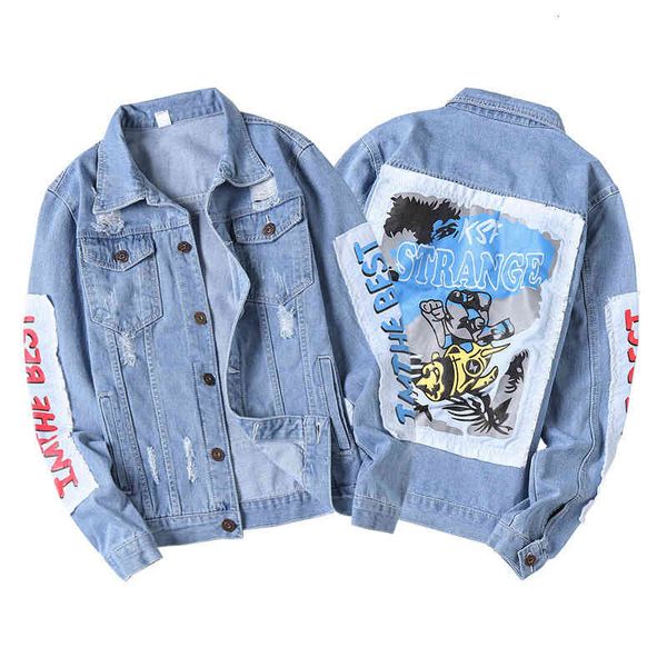 men's jackets spring and autumn men's denim clothes pasted with cloth printed jacket casual perforated 8oky, Black;brown
men's jackets spring and autumn men's denim clothes pasted with cloth printed jacket casual perforated 8oky, Black;brown