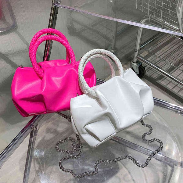 women's designer solid color pleated small totes pink crossbody bags 2021 summer pu leather chain shoulder messenger bag g220506
women's designer solid color pleated small totes pink crossbody bags 2021 summer pu leather chain shoulder messenger bag g220506