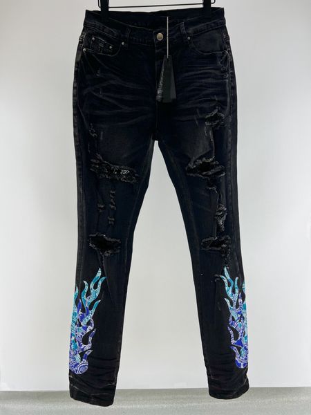 mens designer jeans embroidered flame ripped jean man slim jeans casual zipper trousers for male hip hop denim pants, Blue
mens designer jeans embroidered flame ripped jean man slim jeans casual zipper trousers for male hip hop denim pants, Blue