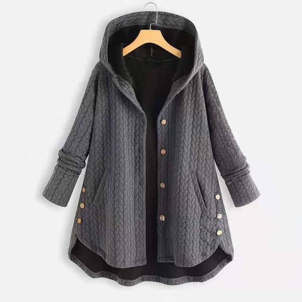 solid color hooded single breasted women's cotton coat cape medium length irregular, Black
solid color hooded single breasted women's cotton coat cape medium length irregular, Black