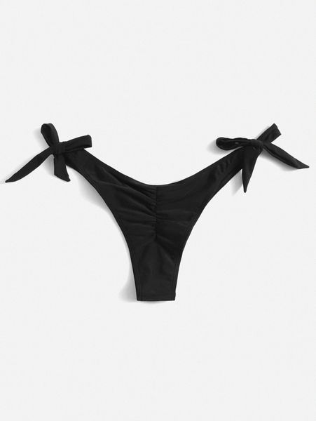 ruched tie side bikini bottom l4v9#, White;black