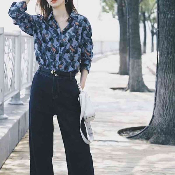 women's polos domest light wo style early spring tropal flower and bird pattern printed long sleeved silk shirt, White
women's polos domest light wo style early spring tropal flower and bird pattern printed long sleeved silk shirt, White