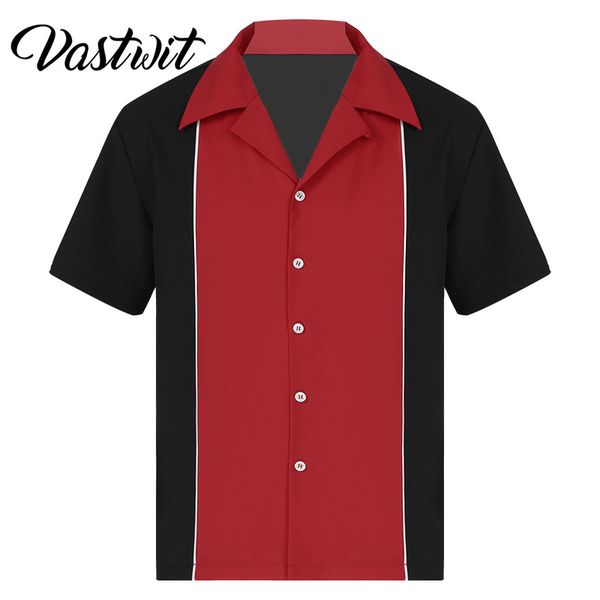 mens bowling shirts retro short sleeve button down casual 50s tee color block striped notched collar shirt 220719, White;black
mens bowling shirts retro short sleeve button down casual 50s tee color block striped notched collar shirt 220719, White;black