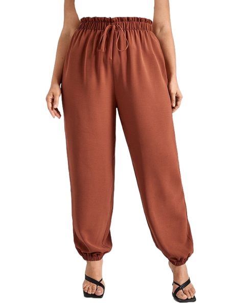 plus paper bag waist knot front tapered pants t9wr#, Black
plus paper bag waist knot front tapered pants t9wr#, Black