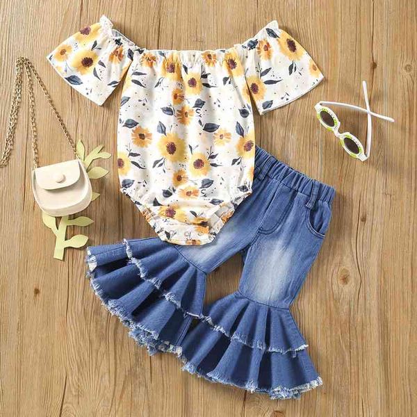 citgeett summer baby girls outfits flower print off shoulder short sleeve rompers at flare pants clothing set j220711, White
citgeett summer baby girls outfits flower print off shoulder short sleeve rompers at flare pants clothing set j220711, White