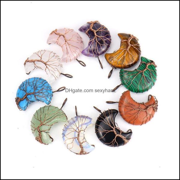 pendant necklaces pendants jewelry healing crystal natural stone moon charms retro twine tree of life wire wrap dhdys, Silver
pendant necklaces pendants jewelry healing crystal natural stone moon charms retro twine tree of life wire wrap dhdys, Silver